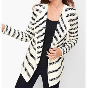 Talbots Textured Stripe Open Cardigan, Size P